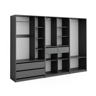 Vicco Kleiderschrank, Anthrazit, Holzwerkstoff, 15 Fächer, 4 Schubladen, Rechteckig, 280x200x50 cm, Schlafzimmer, Kleiderschränke