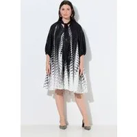 Ulla Popken Midikleid Kleid A-Linie Stehkragen Schluppe 3/4-Arm