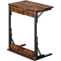 Yorbay Beistelltisch Couchtisch, Klappbarer C-Tisch,Sofatisch, Bett-Couch-Tisch, TV-Tablett, mit Metallgestell & höhenverstellbaren Füßen