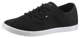 Tommy Hilfiger Sneaker "CANVAS LACE UP SNEAKER", Freizeitschuh, Halbschuh, Schnürschuh mit gestickter Logoflagge