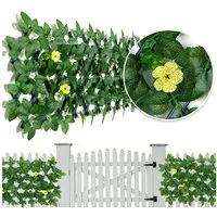 HEYHIPPO Kunsthecken-Sichtschutz Erweiterbarer Sichtschutz mit Kunstrosen – gelb, für Balkon & Garten, (Packung, Rankgitter ausziehbar mit künstlichen Blumen – für Innen-&Außenbereich), Künstliche Rosen Hecke – faltbarer 28×215 cm, für Terrasse & Zau