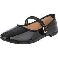 Ital-Design Eleganter Mary Jane Schuh mit Riemen – für Alltag und Anlässe Schnürpumps (91554565) Blockabsatz Riemchenballerinas in Schwarz