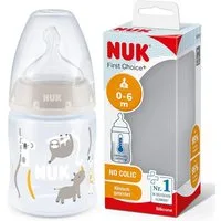 NUK Trinkflasche NUK First Choice+ Flasche 150ml – Safari Design, Gr.1 Silikon, Safari Design
