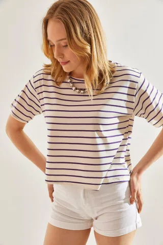 Gestreiftes Boxy Cropped Top