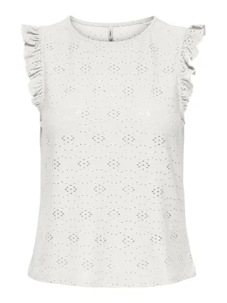ONLY - ONLSMILLA S/L FRILL TOP JRS Cloud Dancer - Gr. - M