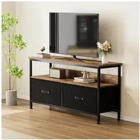 GarveeMore TV-Schrank Kommode TV-Ständer 55 Zoll,Mit 2 Schubladen Und Regalen Media Console 99x57x30cm für Schlafzimmer Kleine TV-Ständer Kommode Wohnzimmer