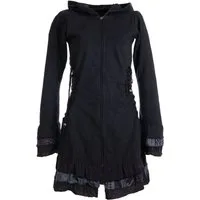 Vishes Langjacke Elfenmantel mit Zipfelkapuze, Rüschen zum Schnüren Boho, Hippie, Elfen, Goa Style