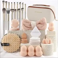 Luckice Kosmetikpinsel-Set 36-teiliges Make-up Werkzeug Set,Kosmetiktasche, 36 tlg., mit 15 Schminkpinseln, Make-up Schwämmen, Pudern, Haarband