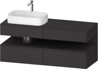 Duravit Qatego Konsolenwaschtischunterbau wandhängend Graphit Supermatt 1400x550x600 mm - QA47650808 QA4765080800000