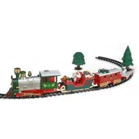 Spetebo Weihnachtsszene Weihnachtszug rot mit Musik und Beleuchtung, Weihnachtlicher Zug 91 cm bestehend aus 22 Teilen