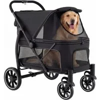 COSTWAY Hundebuggy, (1-tlg), Hundewagen klappbar, Haustierwagen mit Dach, Netzfenstern