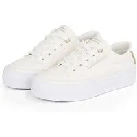 Tommy Hilfiger ESSENTIAL VULC TEXTILE SNEAKER Plateausneaker, Freizeitschuh, Halbschuh, Schnürschuh mit goldfarbenen Details
