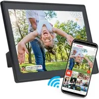 Denver PFF-1515B Digitaler Bilderrahmen (39.62 cm/15.6 ", 1920 x 1080 Pixel, 16 GB, mit WLAN und Frameo Software)