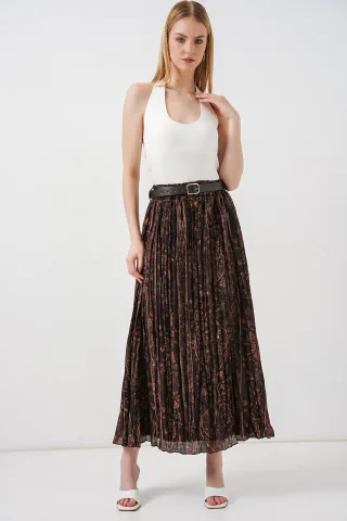 Hochtaillierter Paisley Midi A-Linien-Rock
