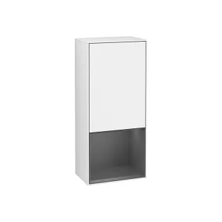 Villeroy und Boch Finion Seitenschrank F540GKGF 41,8x93,6x27cm, links, Regal unten Anthracite matt, Glossy white lacquer