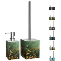 Sanilo Badaccessoire-Set mit Motiv, viele schöne Seifenspender und WC Bürsten zur Auswahl, Klobürste mit auswechselbaren Bürstenkopf, 2 tlg., 2-tlg., Desinfektionsspender mit stabiler Pumpe, hochwertig & modern