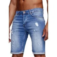Reslad Jeansshorts Reslad Jeans Shorts Herren Kurze Hosen Sommer l Used Look Destroyed Destroyed Jeansbermudas Stretch Jeans-Hose