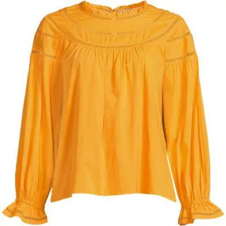 Voile-Bluse aus Baumwollmix, Damen,  Orange, Baumwoll-Mischung/Viskose-Mischung/Baumwolle Modal, by Lands' End