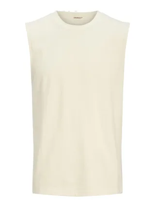 JACK&JONES - JORHYDRA SLEEVELESS TEXTURE TEE antique white - Gr. - S