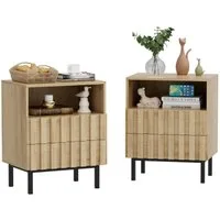 UEV Nachtschrank 2er set, Nachttisch mit 2 Schubladen Beistellschrank Sofatisch (Nachtkommode für Wohnzimmer Schlafzimmer) kleine Beistelltisch mit Kippschutz
