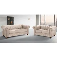OTTO home Sitzgruppe Chesterfield, (2-tlg), hochwertige Knopfheftung, bestehend aus 2- und 3-Sitzer