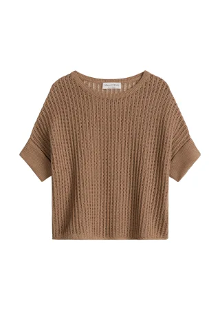 Marc OPolo Casual - Kurzarm-Strickpullover boxy burnt brown - Gr. - XL