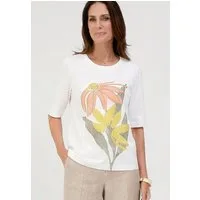 bianca Print-Shirt DINIA mit farbigem Frontmotiv und Kordelapplikation