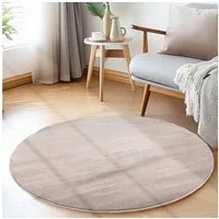 SIMPEX24 Teppich Unicolor - Einfarbig, Rund, Höhe: 7 mm, Moderner Flauschiger Kurzflor Teppich Anti Rutsch Rückseite Waschbar