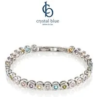 crystal blue Tennisarmband Facetteschliff Zirkonia Kristalle Klappverschluß flexible Verlängerung, minimalistisch elegant