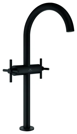 GROHE Waschtisch-Einlochbatterie Atrio 21149, XL-Size Kreuzgriff phantom black, 21149KF0 21149KF0