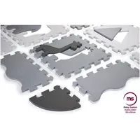 Moby-System Laufstall Schaumstoff-Puzzlematte XL 150 x 150 x 1 cm mit Rand, Grau (16-tlg)