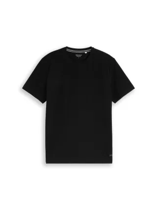 Tom Tailor - Piqué T-Shirt mit Logo-Badge black - Gr. - XXL