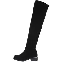 Ital-Design Damen Party & Clubwear Overkneestiefel (84463172) Blockabsatz Overknees in Schwarz