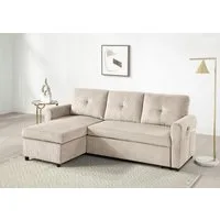 ATLANTIC home collection Schlafsofa Gustavo L-Form, B: 199 cm, mit Bettfunktion, Bettkasten & seitlichen Taschen