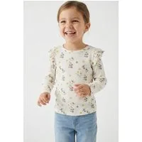 Lil' Atelier Langarmshirt NMFGAVO EKO LS SLIM TOP LIL NOOS mit Rüschen, weiche Jersey Rippqualität, Slim Fit