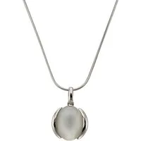 Zeeme Kette mit Anhänger Silber 925 rhodiniert mit echtem Mondstein 16x12mm