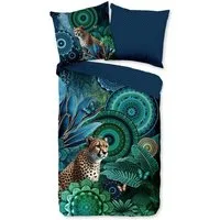 hip Wendebettwäsche Nyah, Mako-Satin, Satin, 2 teilig, Satin, Reißverschluss, Wendeoptik, Mandala, Leopard, Blau, Grün