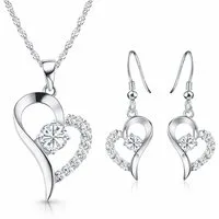 Kim Johanson Schmuckset Herz Silber (Set, Inkl. Schmuckbox), aus Edelstahl, mit Zirkonia - Kette & Ohrringe