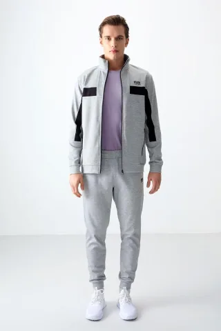 Herren Color Block Fleece Sweatshirt und Hose Set