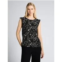 TOM TAILOR Denim Trägertop T-Shirt Loose Fit Crinkle Top mit Volants