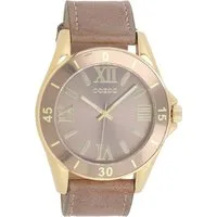 OOZOO Quarzuhr Oozoo Unisex Armbanduhr Vintage Series, (Analoguhr), Damen, Herrenuhr rund, groß (ca. 45mm) Lederarmband taupe, hellbraun