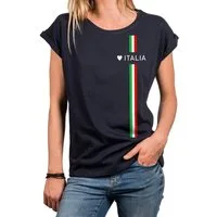 MAKAYA Print-Shirt Damen Italienische Mode Italia Top Italien Trikot Herz Italiano Style mit Druck