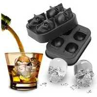Geschenkehöhle Eiswürfelform 2x Totenkopf Eiswürfelform 3D Silikon BPA-frei, 8 Skull Ice Cubes, BPA-freies, lebensmittelechtes Silikon - FDA-zugelassen & geruchsfrei