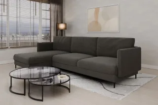 Ecksofa Designersofa HELMER Stoff Baloo Grafit Ottomane Links