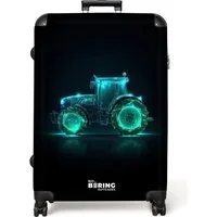 NoBoringSuitcases.com© Kinderkoffer Neontraktor auf schwarzem Hintergrund 77 cm - 98 L, 8 Rollen, Reisekoffer mit Rollen Großer für 30kg, Jungenkoffer