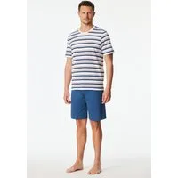 Schiesser Shorty Casual Nightwear (2 tlg) mit gestreiftem Oberteil, Rundhalsausschnitt und kurzen Ärmeln