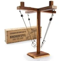 Goods+Gadgets Spiel GOODS+GADGETS Holz Ringwurf Spiel – Aktion Hakenspiel für 2 Spieler, Ringwurfspiel Deluxe, Ring Toss Hook Battle-Game