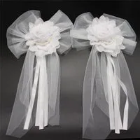 FELIXLEO Dekohänger Autoschmuck Hochzeit Schleifen Weiß Spitzenblume Vintage (2 St)