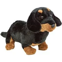 Teddys Rothenburg Kuscheltier Hund Dackel 30 cm schwarz/braun Plüschdackel Stofftier (Plüschtier, Stoffdackel, Stoffhund, Plüschhund)