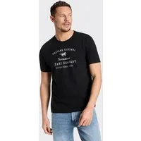 MUSTANG Rundhalsshirt Alex Logoprint uni normale Passform, Kurzarm-Design